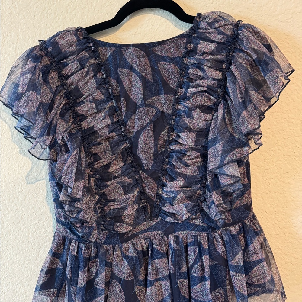 Entro Navy Ruffle Pattern Blouse - Picture 3 of 4